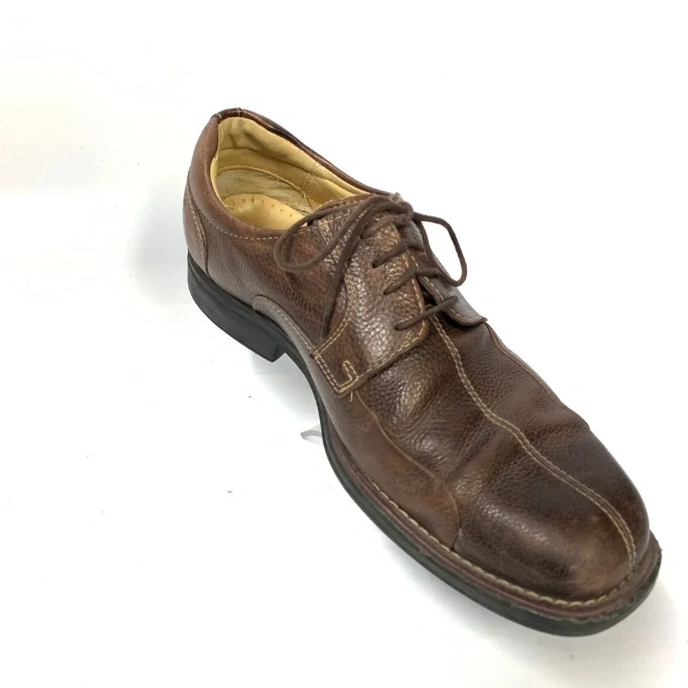 Studio Belvedere Mens Brown Pebbled Leather Square Toe Derby Shoes Size‎ 10.5 D
